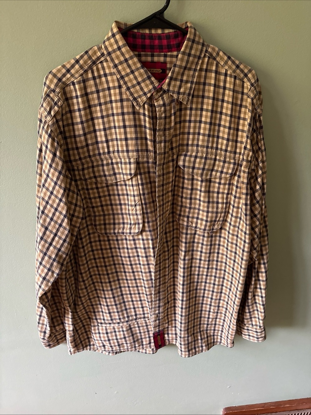 Braeval Button Down XL   Yellow Plaid Tiera Long Sleeve Merino Wool /long Stap